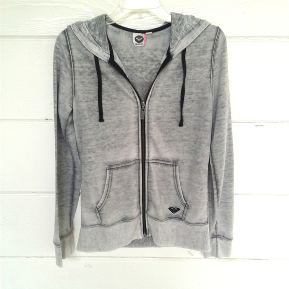 Roxy Gray Sweatshirt Hoodie Full Zipper Small - Picture 8 of 8